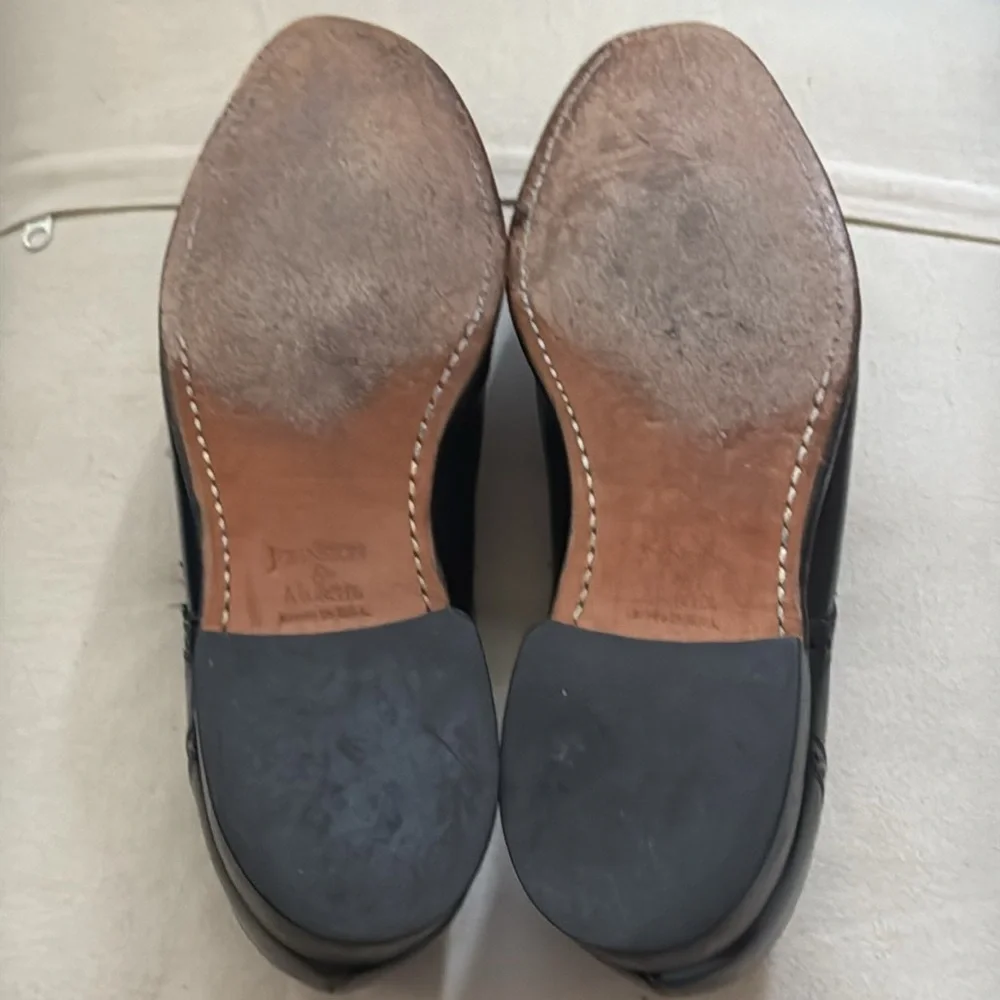 Johnston & Murphy Black Bradford Cap Toe Leather Men's Dress Shoes Sz‎ 8 1/2